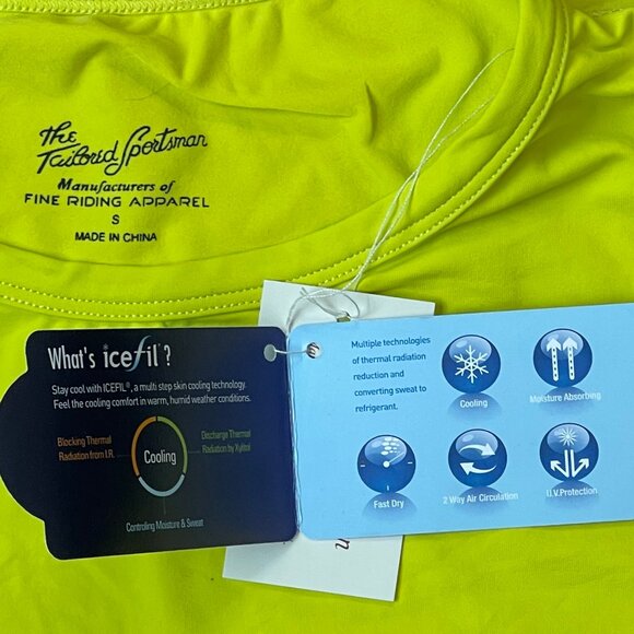 Tailored Sportsman Icefil Short Sleeve Riding Shirt - Neon Yellow - Small - Picture 3 of 5